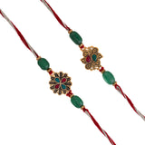 Graceful Set of Two Rakhis With Roli Chaawal Pack