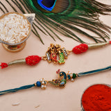 Set of 2
Pearl Beads Studded Gold Toned Rakhi