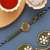 Leafy Design Multicolor Beaded Thread Rakhi