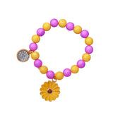 Orange Floral Convertible Rakhi With Colorful Beads