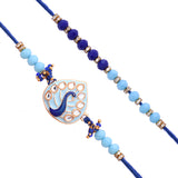 Set of 2 
Meenakari Peacock Design Rakhi Studded With Beads