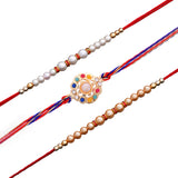 Set of 3
Pearl Beads Studded Thread Rakhi