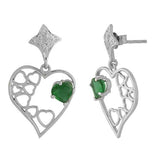 Green Stones Studded Sterling Silver Earrings