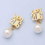 Lucky 2016 Studs With Pearl Hangings