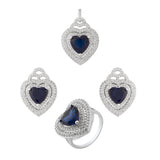 Heart Shaped Blue Stones Mixed Combo Pack Of 3
