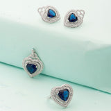 Heart Shaped Blue Stones Mixed Combo Pack Of 3