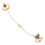 Red stone decked dual ring in unique geometric motif