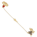 Red stone decked dual ring in unique geometric motif