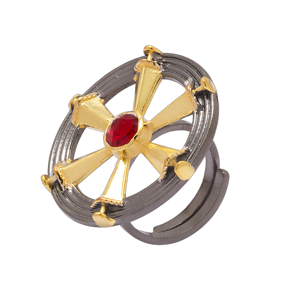 Modern Statement Ring Adorned with Red Stone