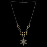 statement necklace in shining black and gold tone finish