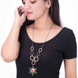 statement necklace in shining black and gold tone finish