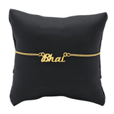 Gold-Toned 'Bhai' Bracelet Rakhi With Roli Chaawal Pack