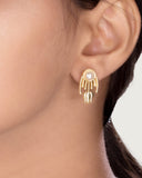 Pearl Studded Yellow Gold Studs For Women