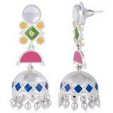 Silver Plated Danglers with Colorful Enameling