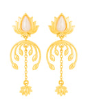 Floral Gold Plated Pearl Embellished Earrings
