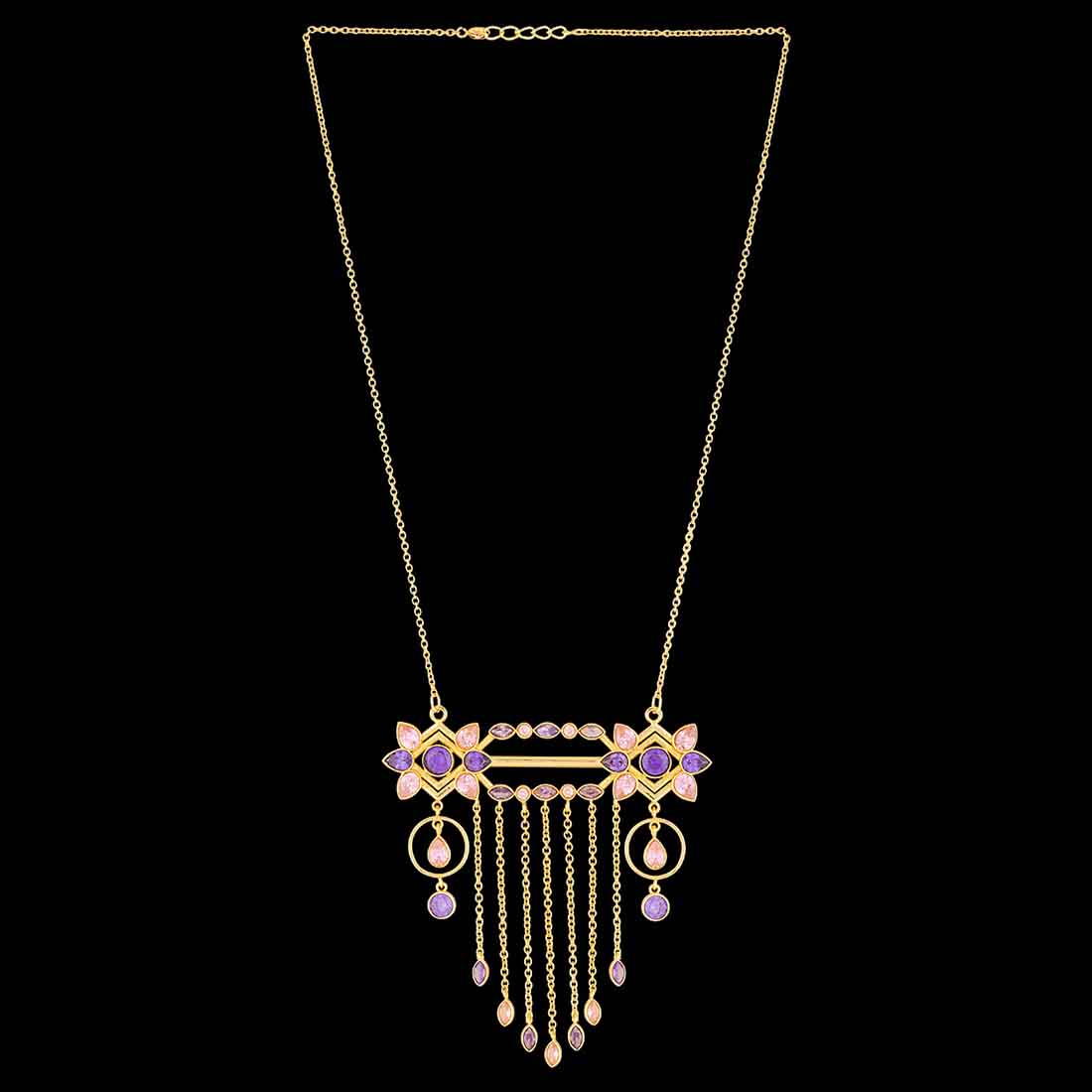 Blush Tassels Gems Studded Necklace