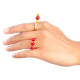 Blooming Beads Floral Double Finger Ring