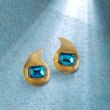 Blue Amun Paisley Stud Earrings