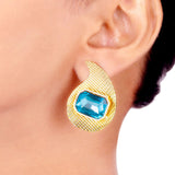 Blue Amun Paisley Stud Earrings