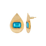 Blue Amun Tear Drop Stud Earrings