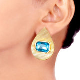 Blue Amun Tear Drop Stud Earrings