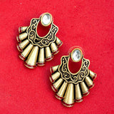 Bharatnatyam Drape Gems Embellished Drop Earrings