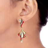 Bharatnatyam Drape Enamel Details Earrings