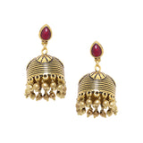 Bharatnatyam Drape Textured Jhumka Earrings