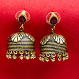 Bharatnatyam Drape Textured Jhumka Earrings