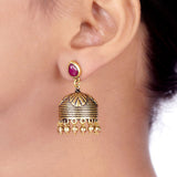 Bharatnatyam Drape Textured Jhumka Earrings