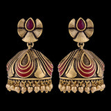 Bharatnatyam Drape Metal Embellishments Jhumka Earrings