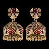 Bharatnatyam Drape Metal Embellishments Jhumka Earrings
