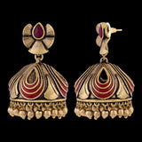 Bharatnatyam Drape Metal Embellishments Jhumka Earrings