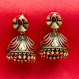 Bharatnatyam Drape Metal Embellishments Jhumka Earrings