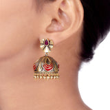 Bharatnatyam Drape Metal Embellishments Jhumka Earrings