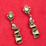 Bharatnatyam Drape White Gems Embellished Earrings