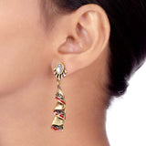 Bharatnatyam Drape White Gems Embellished Earrings