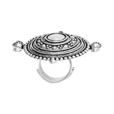 Leela Oxidized -Textured Shield Ring