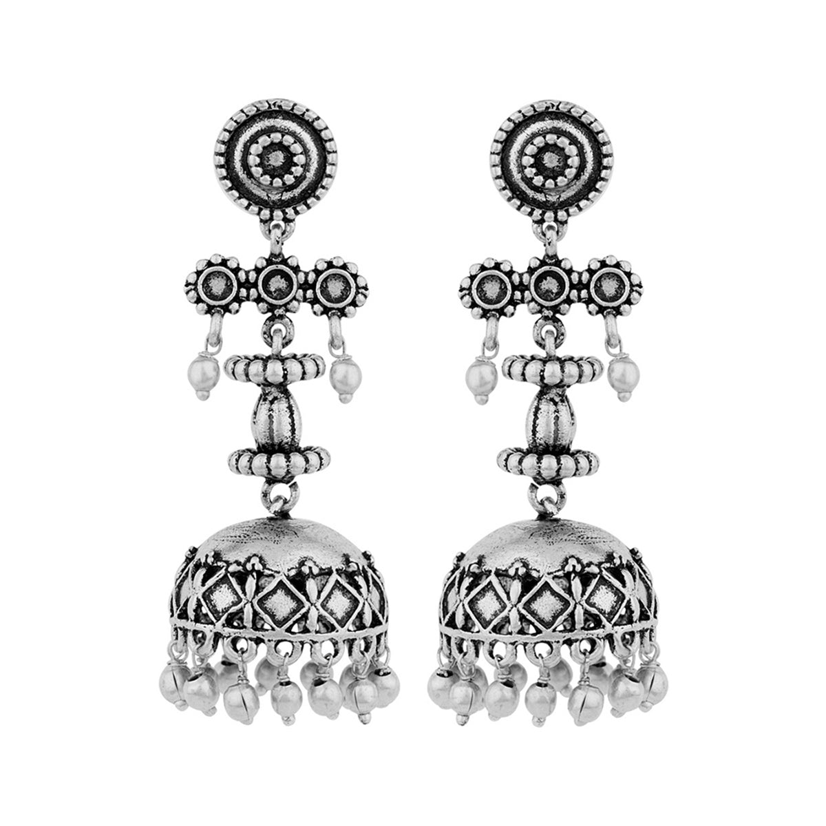 Leela Oxidized Jhumka Earrings