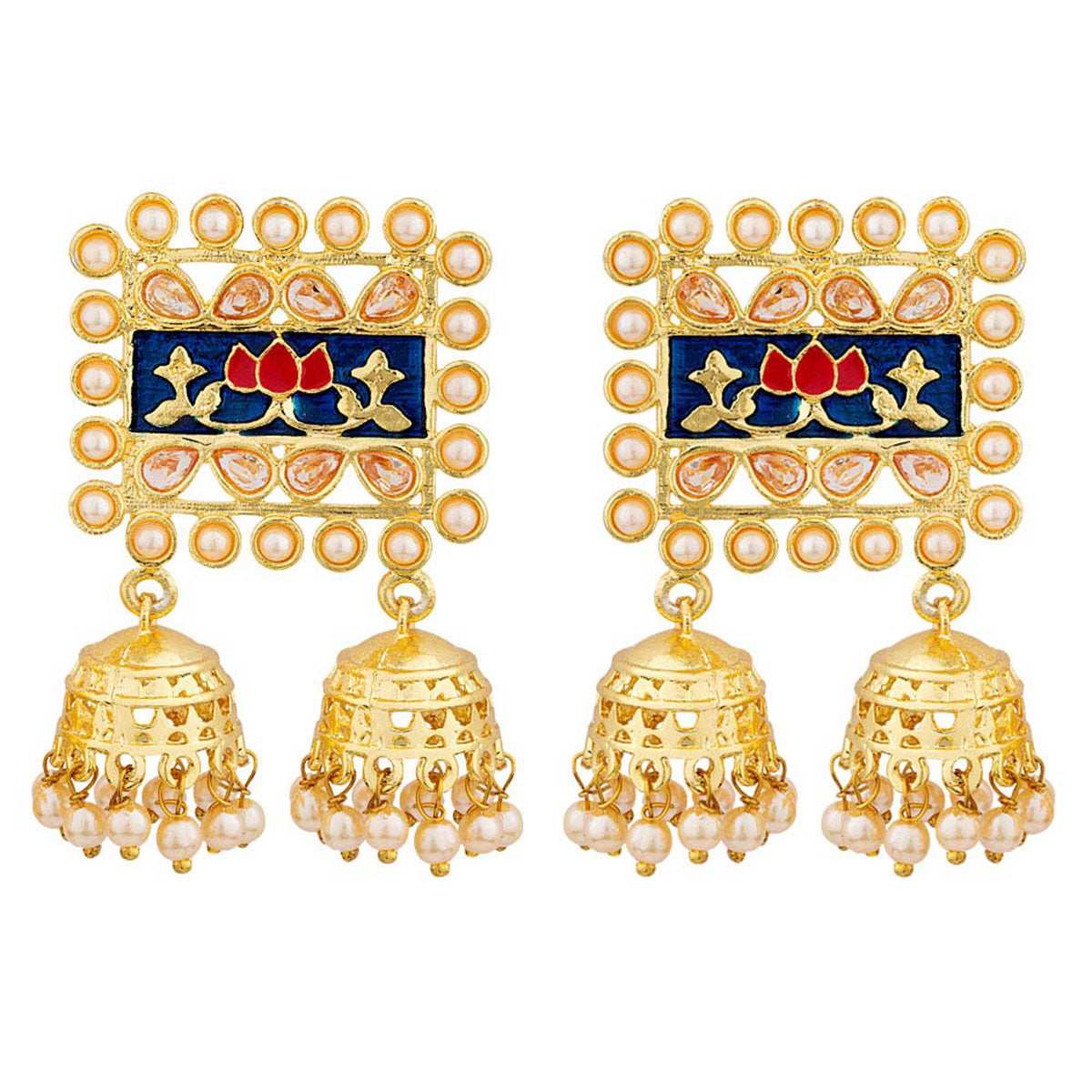 Kamal Jhumki Pearl Studded Drop Earrings