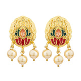 Kamal Jhumki Enamel and Pearl Drop Earrings