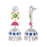 Silver Plated Danglers With Colorful Enameling For Women