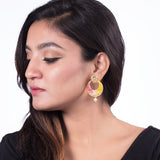 Starry Ombre Yellow Gold Earrings for Women