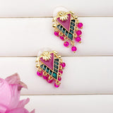 Pink Leaf Dark Lily Earrings
