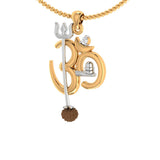 OM Design Rudraksha Studded Pendant With Chain For Men
