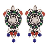 Kesar Blue and Orange Beads Earrings