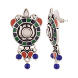 Kesar Blue and Orange Beads Earrings