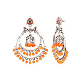 Kesar Orange Beads Hoop Earrings