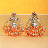 Kesar Orange Beads Hoop Earrings