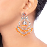 Kesar Orange Beads Hoop Earrings